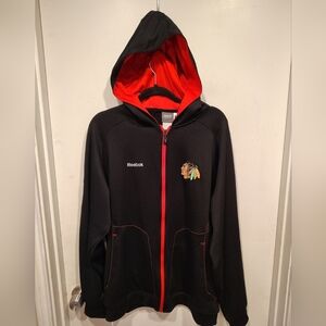 Reebok NHL Center Ice Collection Chicago Blackhawks Hoodie Full Zip Jacket Sz L